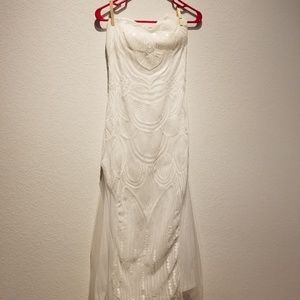 Long white sequin dress